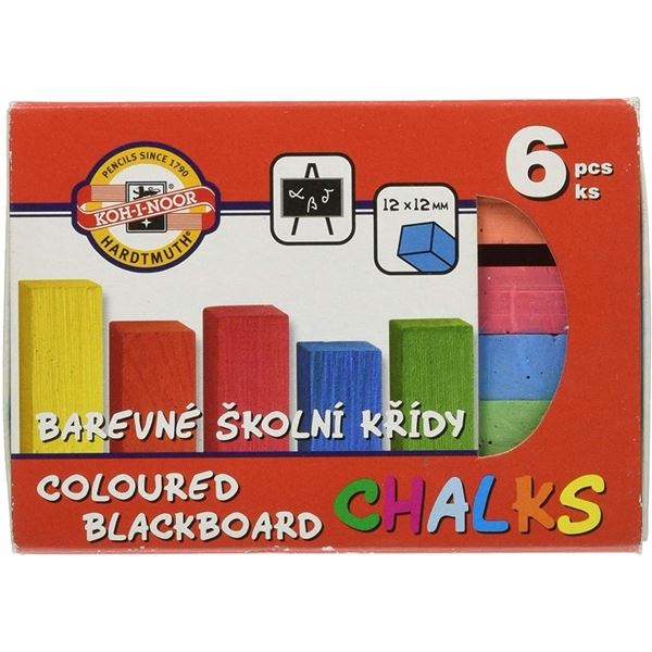 Školní křídy, barevné, 6 ks