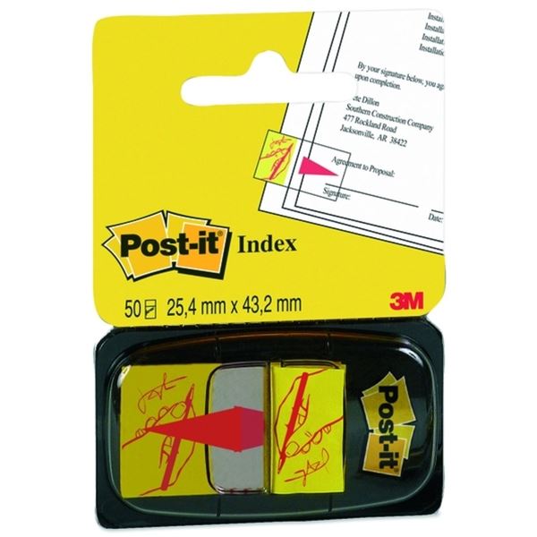 Záložky Post-it, podpis, 25,4 x 43,2 mm, žluté