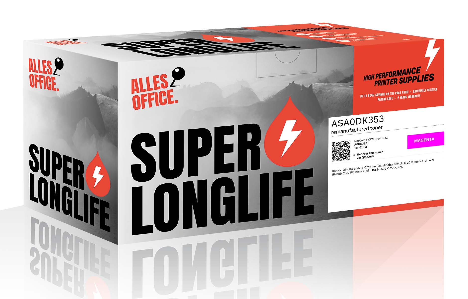Superlonglife Konica Minolta A0DK353 / TN-318M Toner purpurová