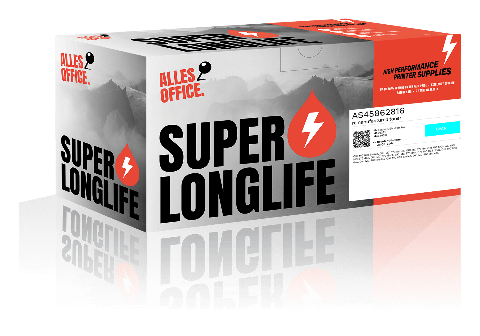 Superlonglife OKI 45862816 / 44844511 Toner azurová