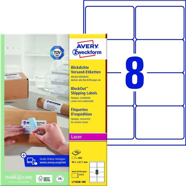 Etikety na balíky, 99,1 x 67,7 mm, 800 ks