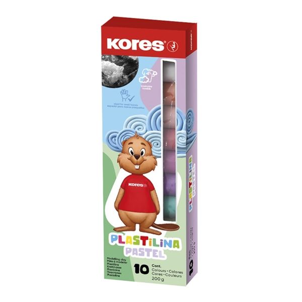 Modelovací hmota Kores, 10 pastelových barev, 200g