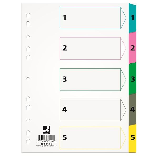 Papírový rozlišovač Q-Connect ,A4,bílý ,1-5