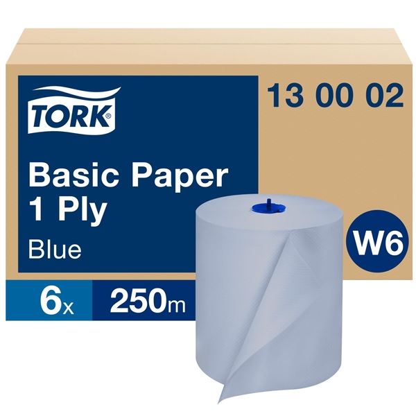Papírové utěrky Tork - 1vrstvé, modré, W6, 6 rolí