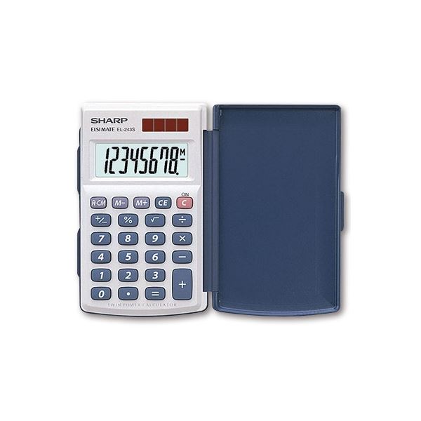 Kapesní kalkulačka Sharp EL-243S, stříbrná