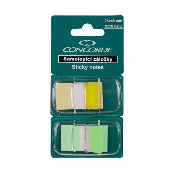 Záložky Concorde, žlutá,zelená, 2 x 50 záložek