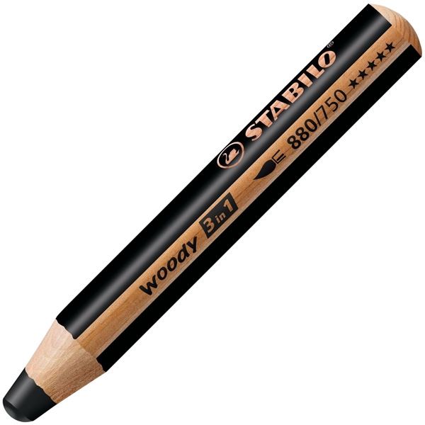 Stabilo Woody pastelka 3v1, černá, 5 ks