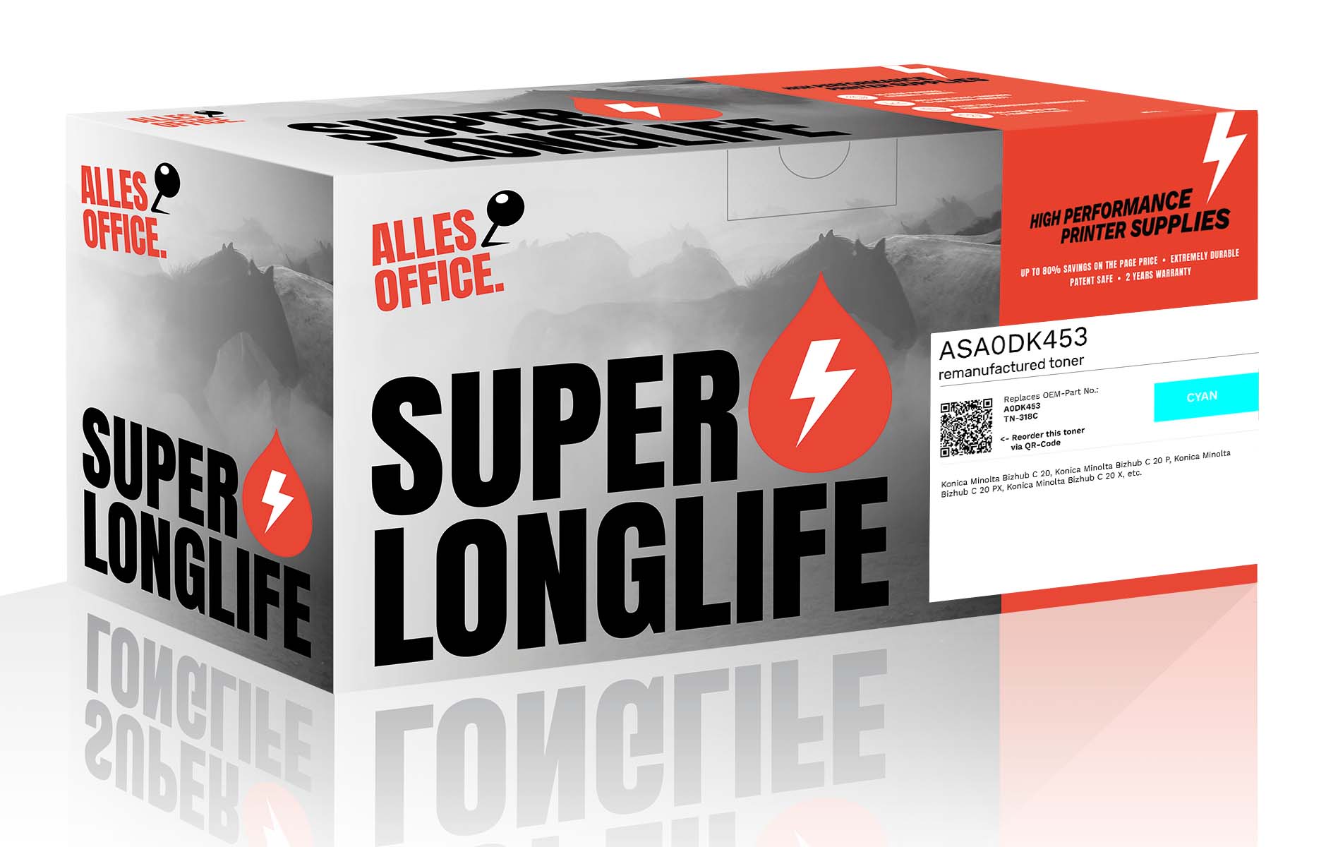 Superlonglife Konica Minolta A0DK453 / TN-318C Toner azurová