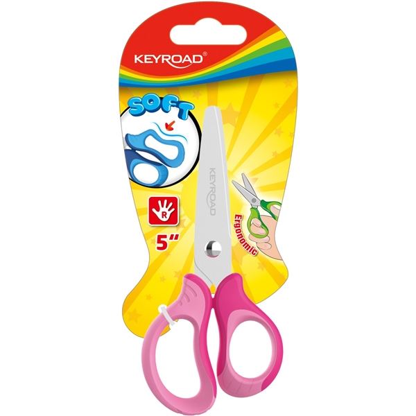 Dětské nůžky KEYROAD Soft, 12,5 cm, růžové, blistr