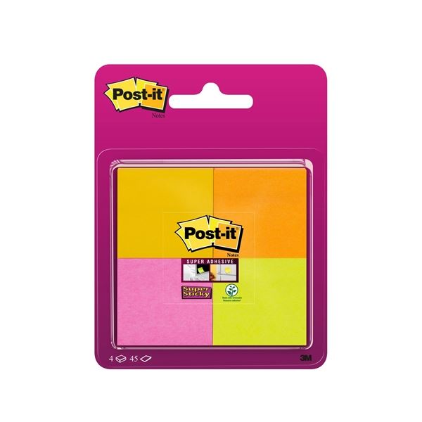 Bloček Post-it, 47,6 x 47,6 mm, mix barev, 4 ks