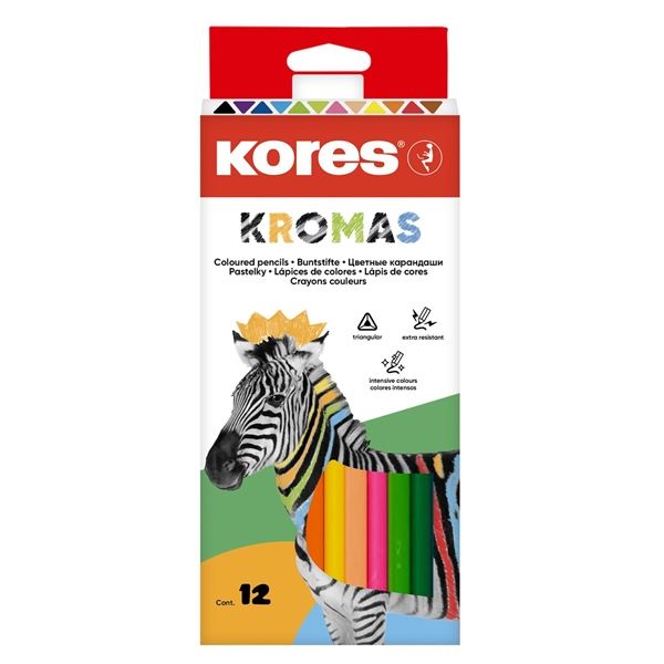 Trojhranné pastelky KROMAS, 3 mm / 12 barev