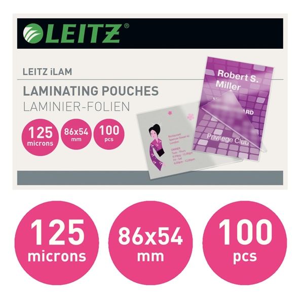 Laminovací fólie Leitz 54x86mm, 125 mic, 100 ks