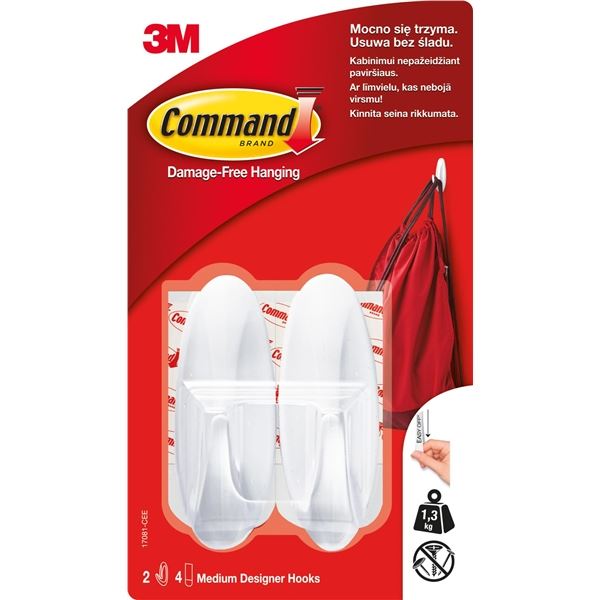 Command™ Designový oválný plastový lepicí háček