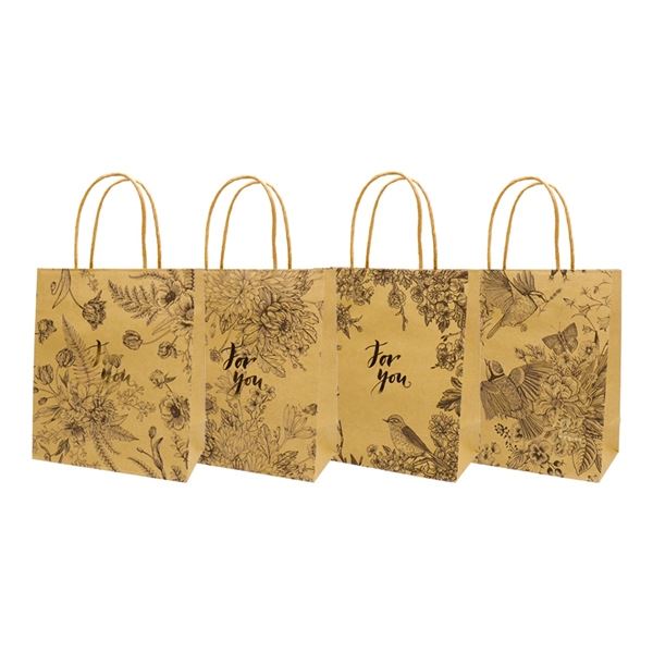 Dárková taška - 21 x 25 cm, hnědé se vzorem, 1 ks