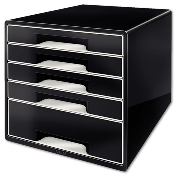 Zásuvkový box Leitz B&W, 5 zásuvek, černá/šedá