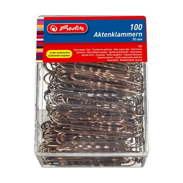 Kancelářské sponky Herlitz, 75 mm, 100 ks
