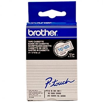 Brother TC-103 Blau auf transparent TC Etiketten erstellendes Band