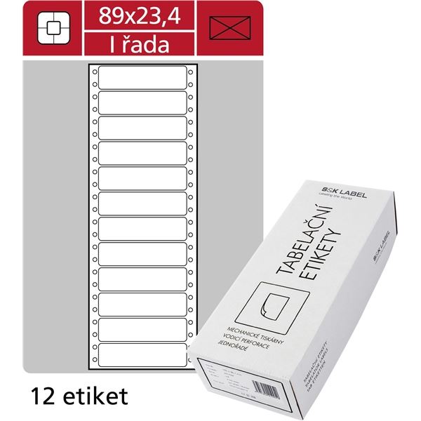 Tabelační jednořadé etikety, 89 x 23,4 mm, 6000 ks