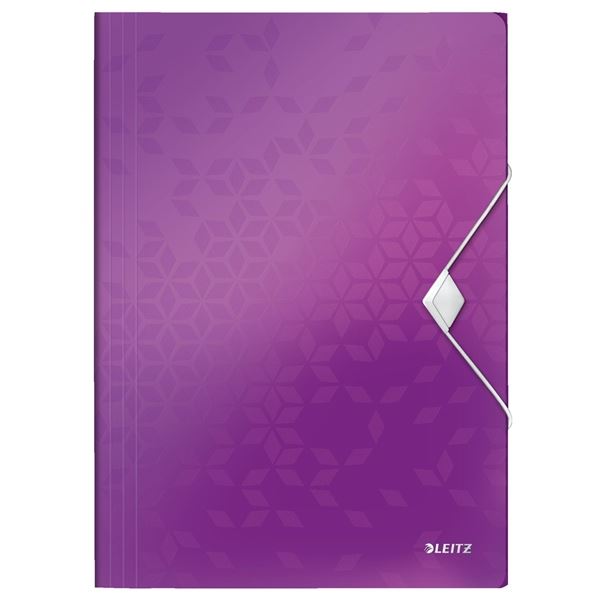 Desky s chlopněmi a gumičkou Leitz WOW A4, purpur.