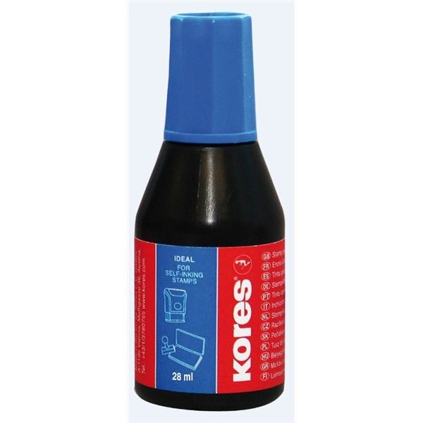 Razítková barva Kores, 28 ml, modrá