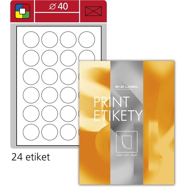 Kulaté etikety S&K Label-bílé,průměr 40mm,2400 ks