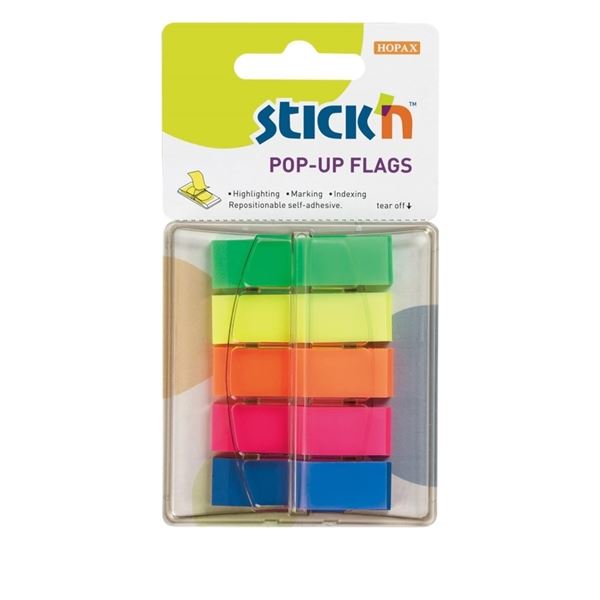 Záložky Stick’n by Hopax, 12 × 45 mm, mix 5 barev