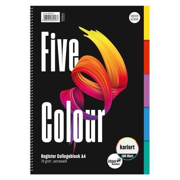 Blok COLLEGE 5COLOUR A4, 5 barev x 20 listů