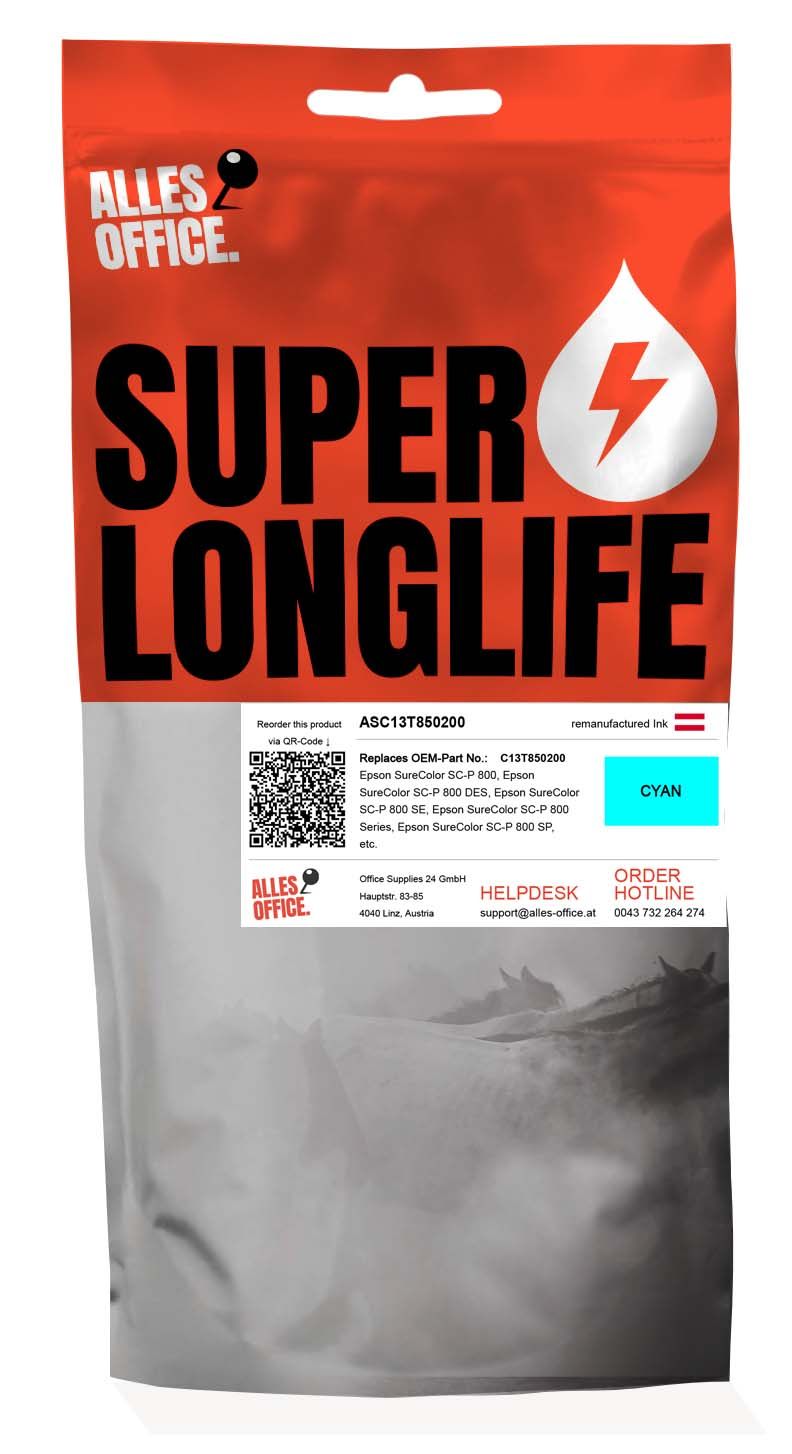 Superlonglife Epson C13T850200 / T8502 Ink azurová