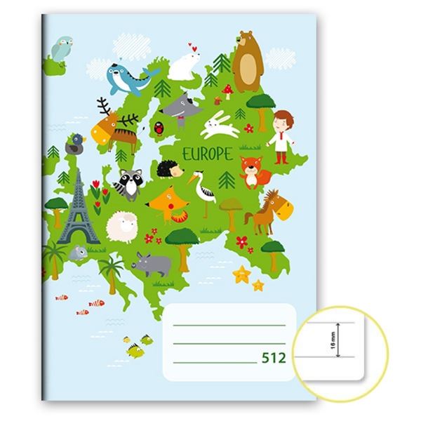 Sešit č. 512, A5, 10 listů, linka 16 mm