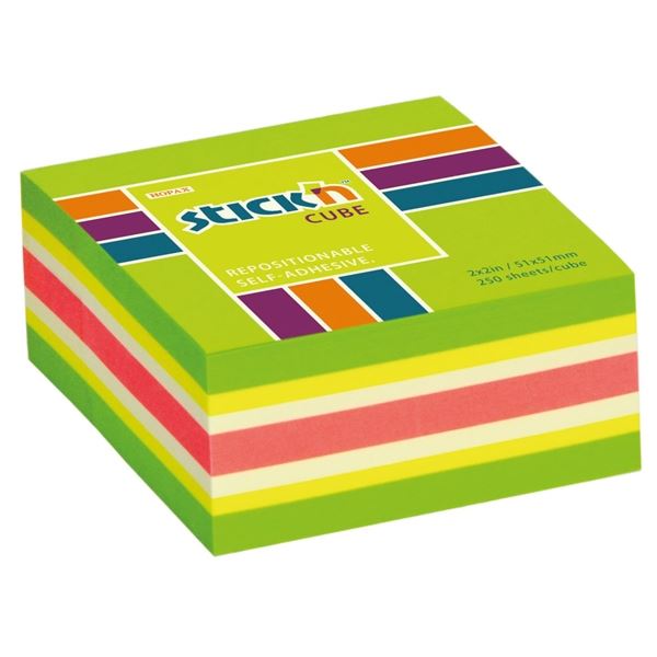 Bloček Hopax, 51 x 51 mm, neonově zelený