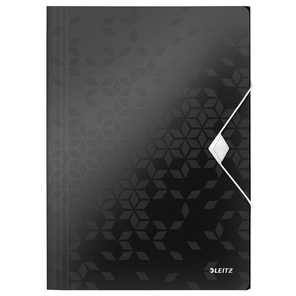 Desky s chlopněmi/gumičkou Leitz WOW A4, černé