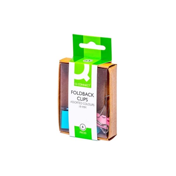 Kovové klipy Q-Connect, 19 mm, mix barev, 6 ks