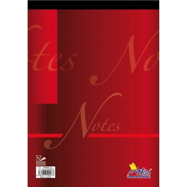 Poznámkový blok A4, 50 listů, linkovaný, šitý