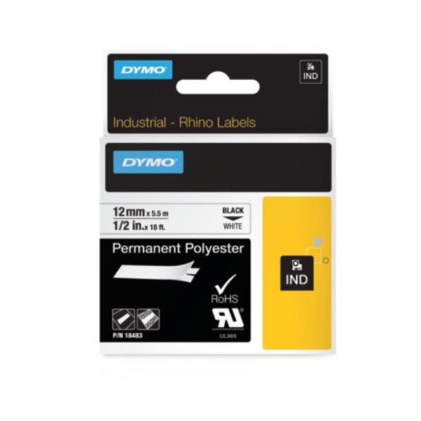 Polyesterová páska Rhino, 12 mm, černá/bílá