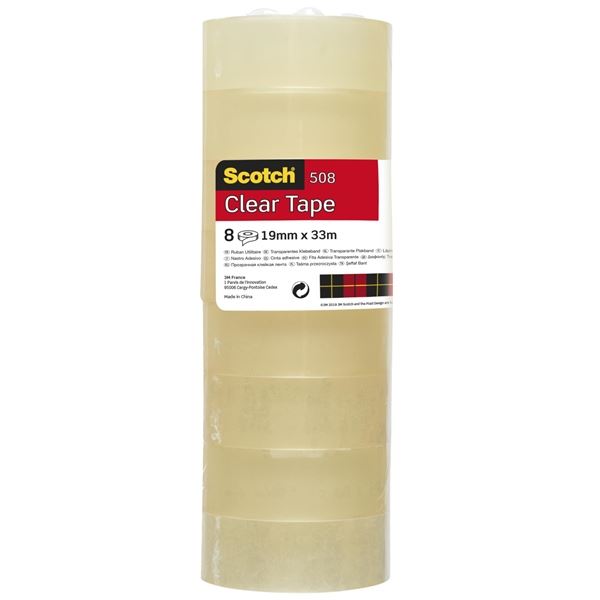 Scotch® Průhledná páska 508, 19 mm × 33 m, 8 ks