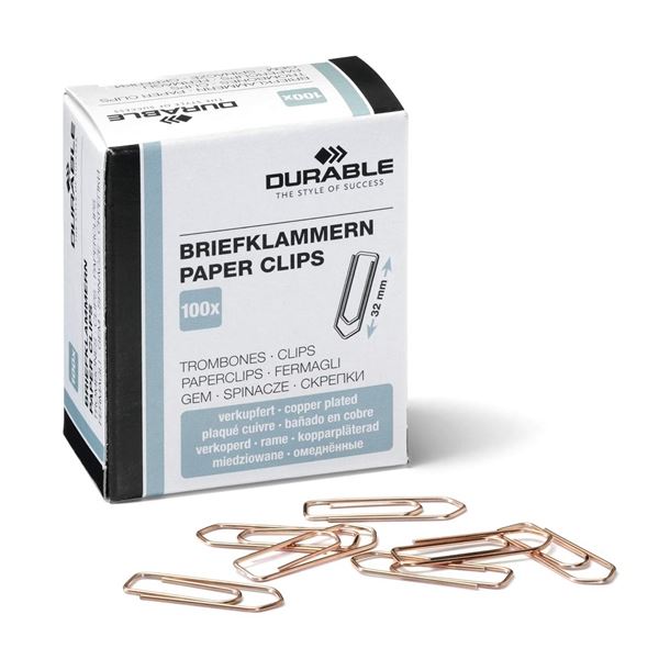 Kancelářské sponky Durable, měděné, 32 mm, 100 ks