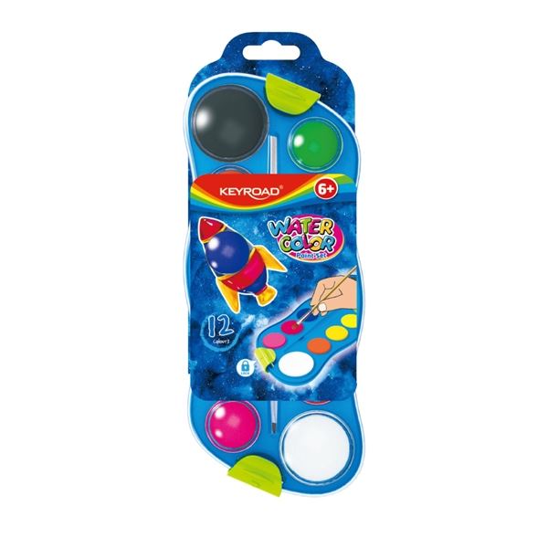 Vodové barvy KEYROAD s malířskou paletou, 12 barev