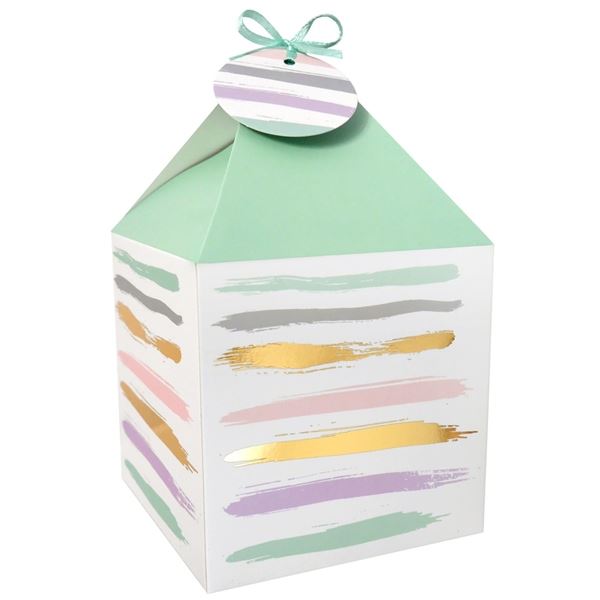 Dárk.krabičky-hranaté,11x11 cm,pastel.se zlat.,4ks