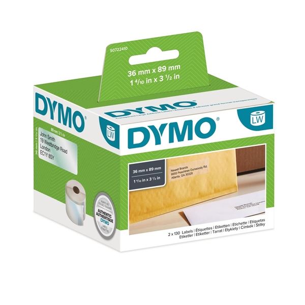 Plastové štítky Dymo LW, 89x36 mm, transp., 260 ks