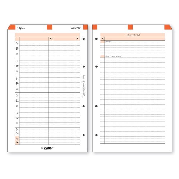 Týdenní plán ADK, A5, levý