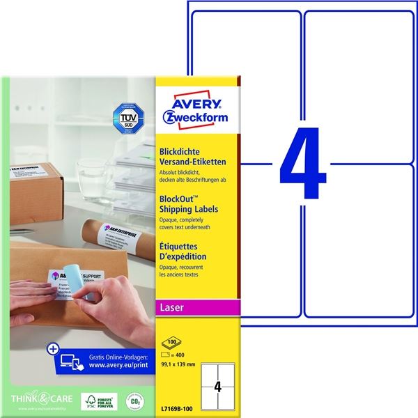 Etikety na balíky, 99,1 x 139,0 mm, 400 ks